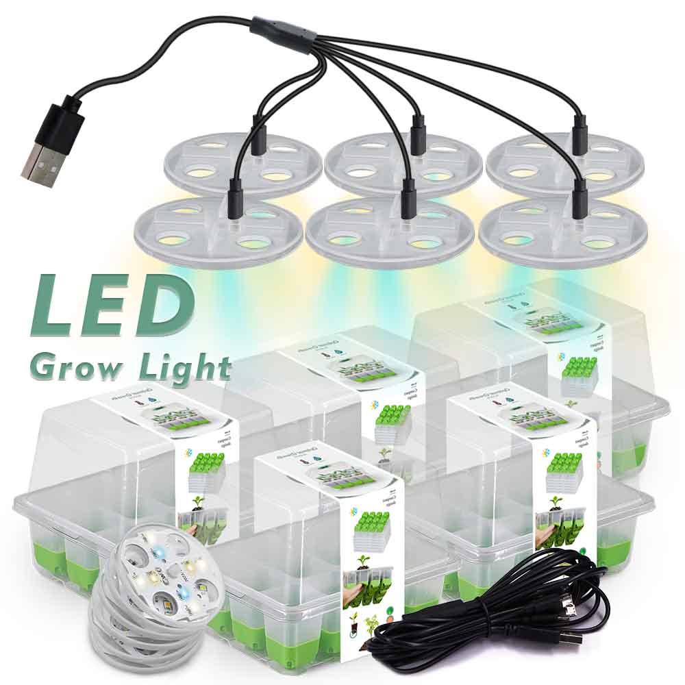 Smart Garden Indoor - LED 成長ライト苗スタータートレイキット透明カバー付き屋内庭温室花植物苗床発芽ボックス