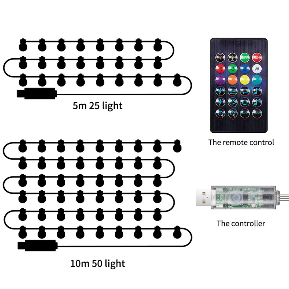 スマート LED 電球ストリングライト USB 5 メートル - Smart Garden Festoon Lights のレビューと価格