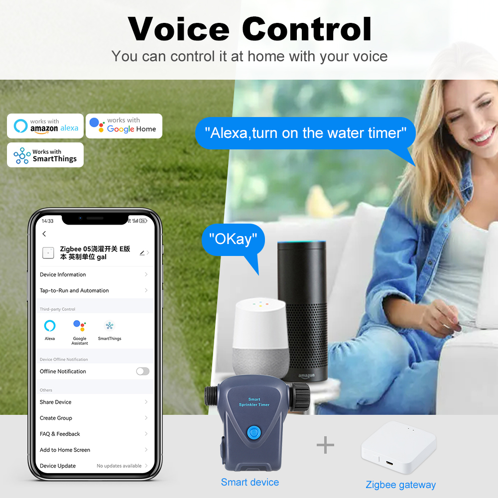 Zigbee3.0 スマートライフ自動水タイマー庭灌漑機イン - Smart Garden Home Assistant のレビューと価格