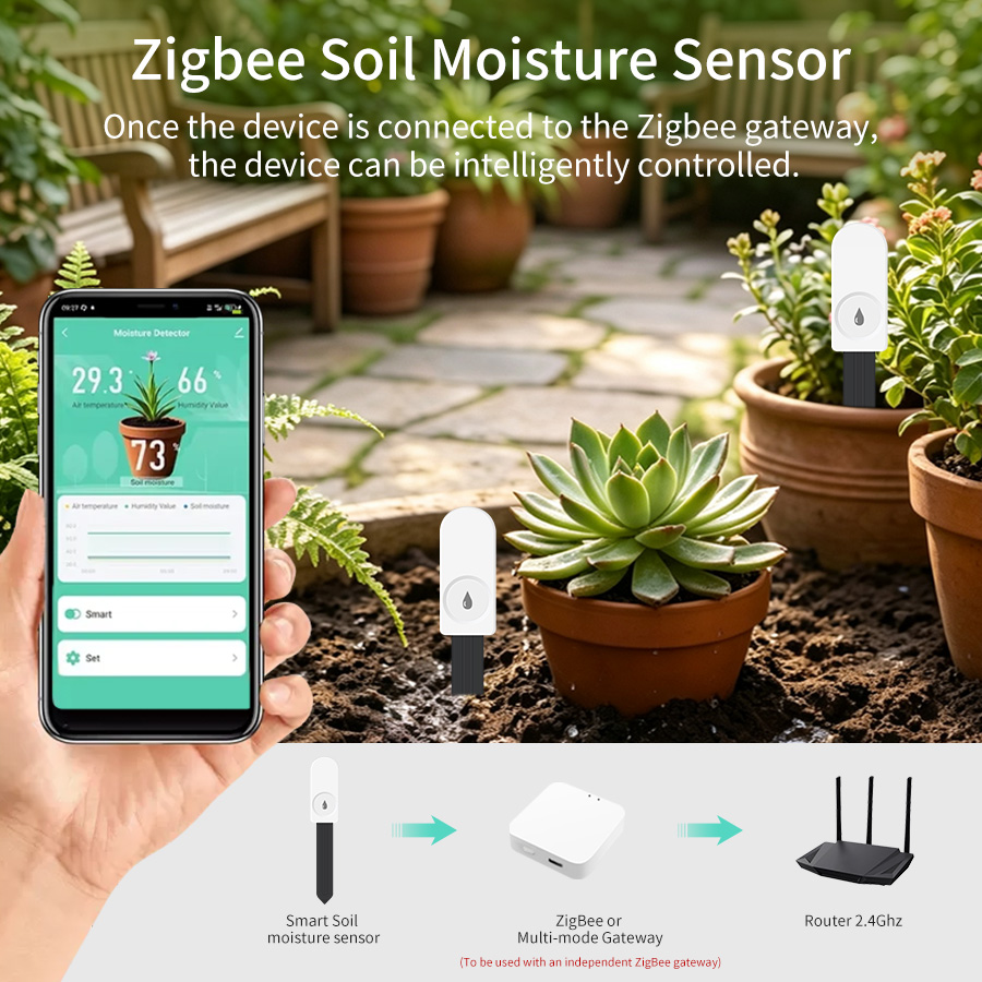 ZigBee スマート土壌水分センサー温度および湿度計 Zi - Smart Garden Home Assistant のレビューと価格