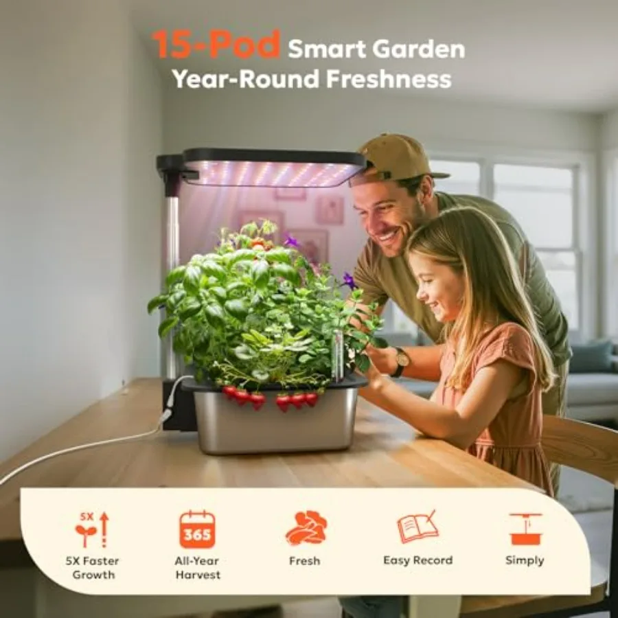 屋内ハーブガーデンキット（15ポッド）、ステンレス製、ホワイ - Smart Garden Construct のレビューと価格